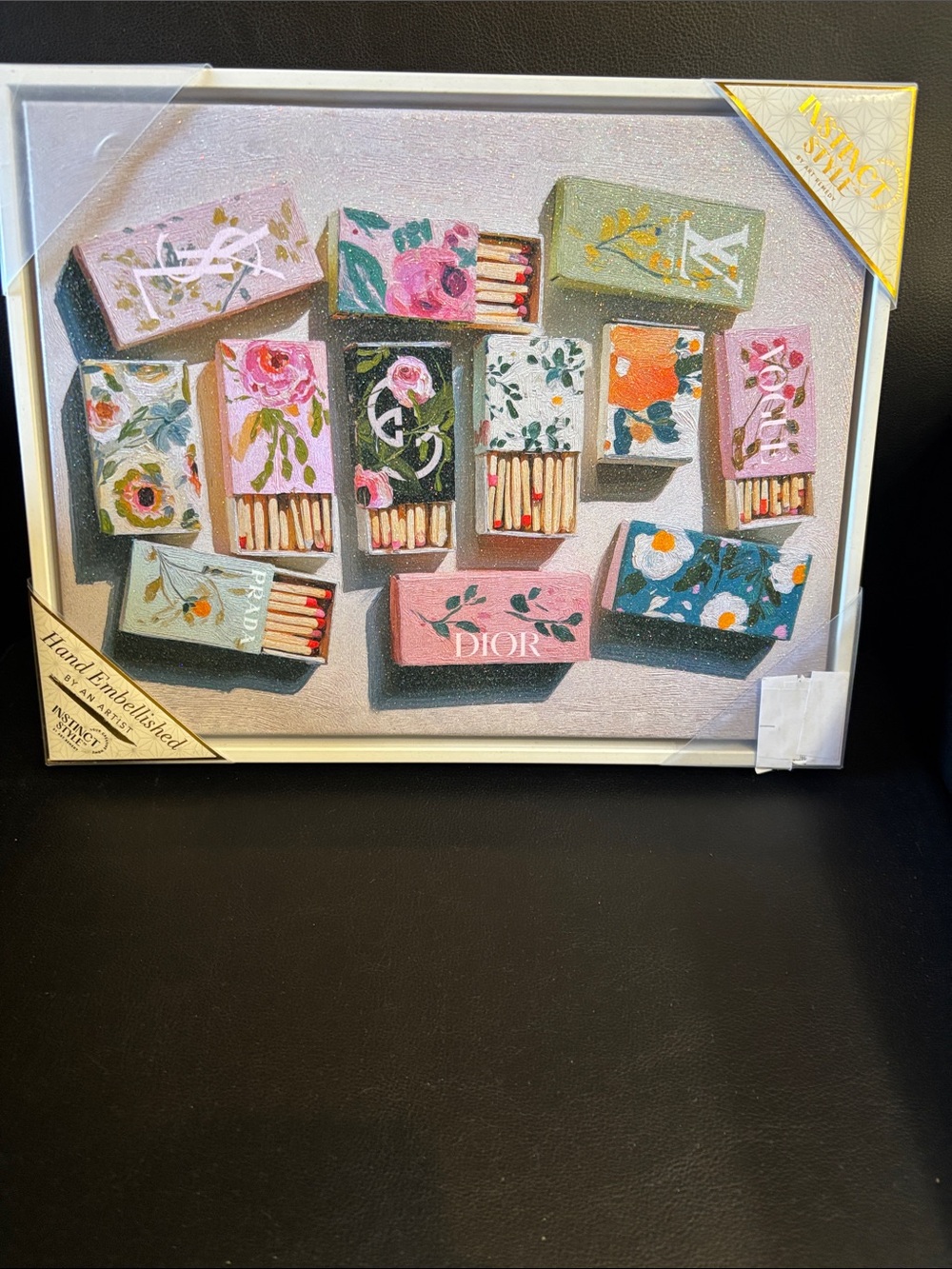 Floral Matchbox Art Print in Pink, Green, Blue and White